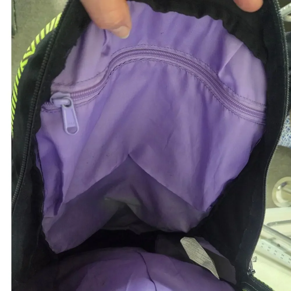 Burton Vintage Snowboard Backpack Daypack Green & Black Purple Interior